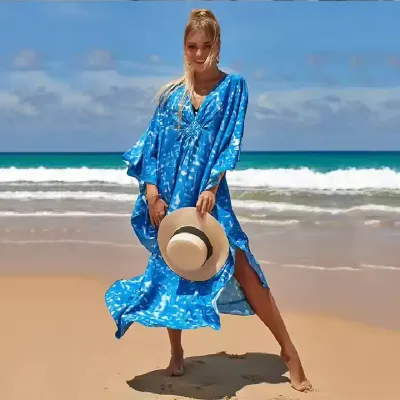 BEACH LONG SLEEVE LOOSE ROBE DRESS 